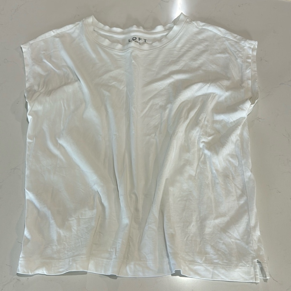 Women loft White Cotton Tank - Size M